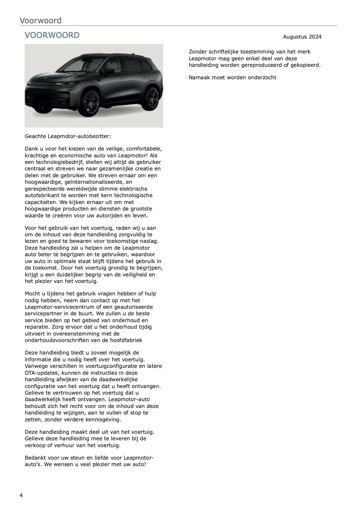 2025 Leapmotor C10 Owner's Manual | Dutch