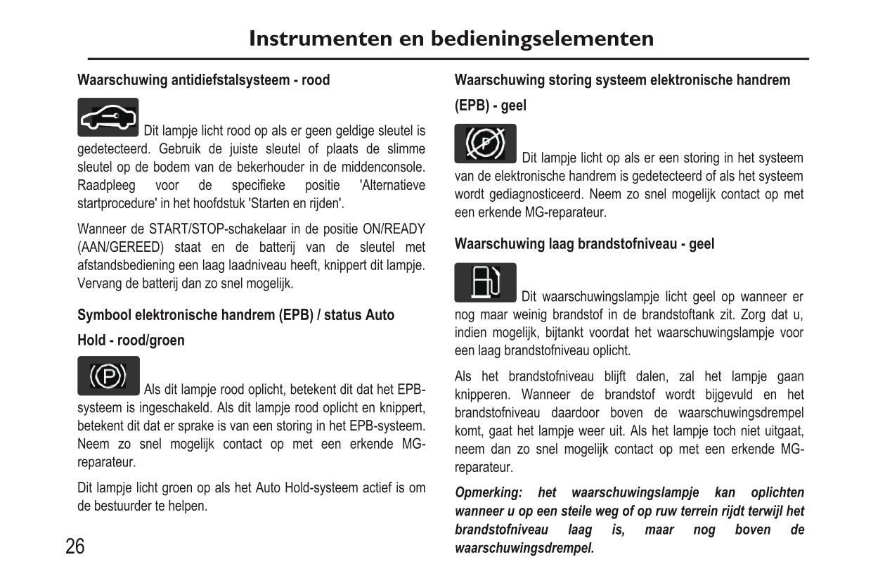 2020-2023 MG EHS PHEV Owner's Manual | Dutch
