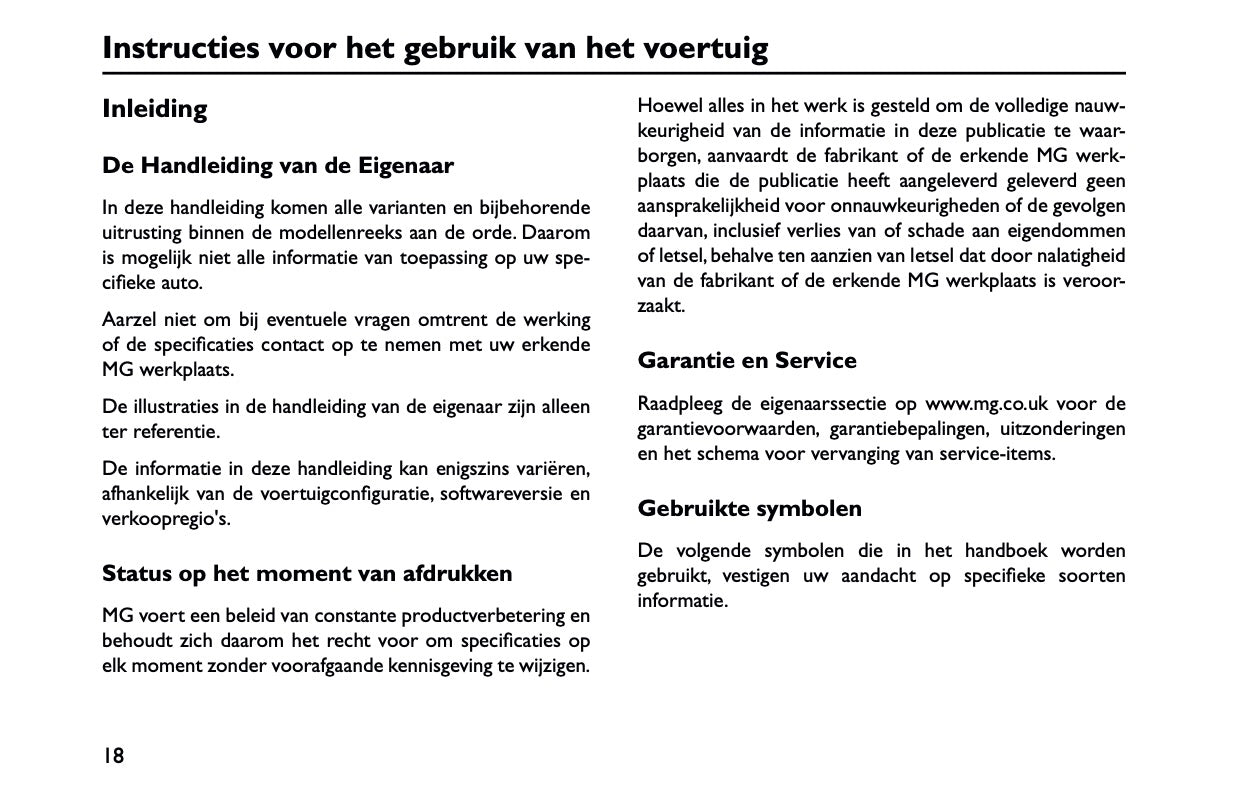 2023-2025 MG MG3 Hybrid+ Owner's Manual | Dutch