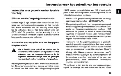 2023-2025 MG MG3 Hybrid+ Owner's Manual | Dutch