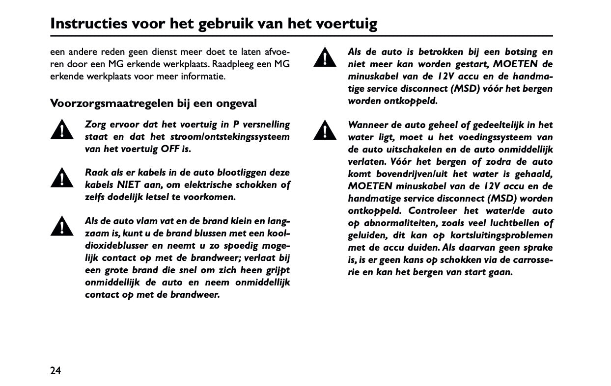 2023-2025 MG MG3 Hybrid+ Owner's Manual | Dutch