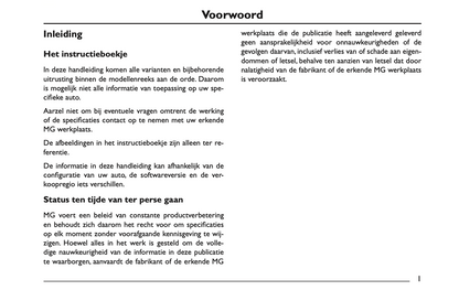 2022 MG MG5 Owner's Manual | Dutch