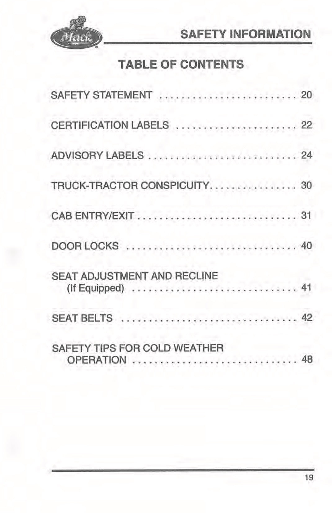 2000 Mack MR Series Owner's Manual | English