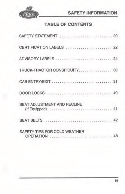 2000 Mack MR Series Owner's Manual | English