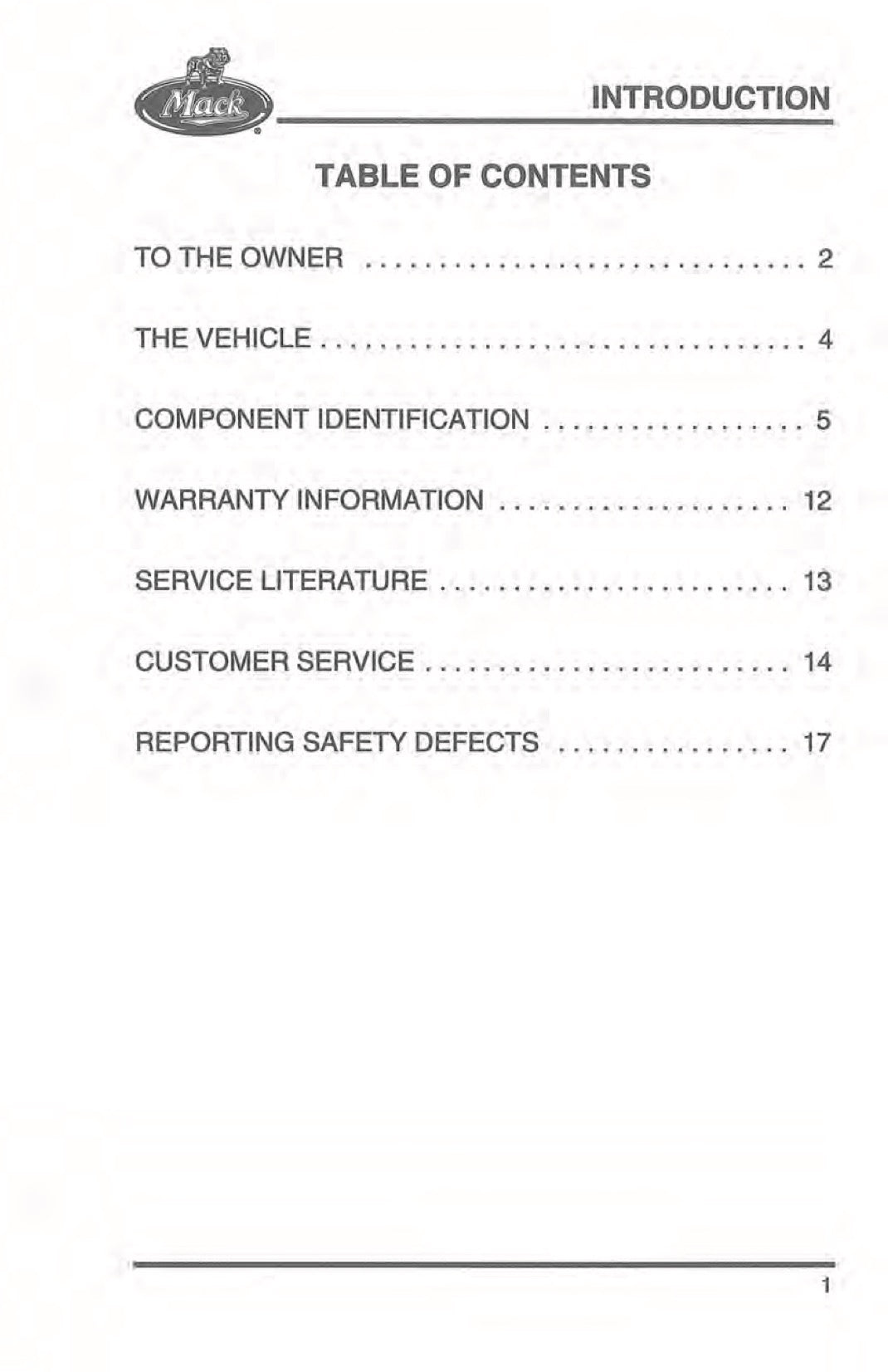 2000 Mack MR Series Owner's Manual | English