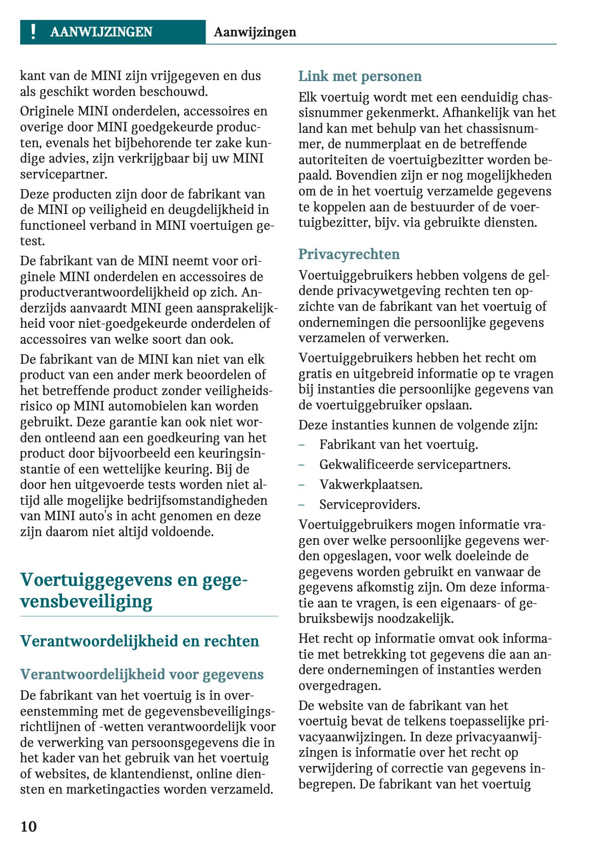 2023 Mini Cooper SE Owner's Manual | Dutch