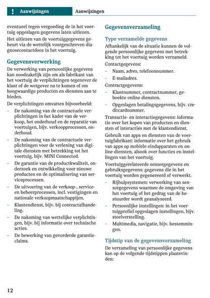 2025-2026 Mini Cooper Owner's Manual | Dutch