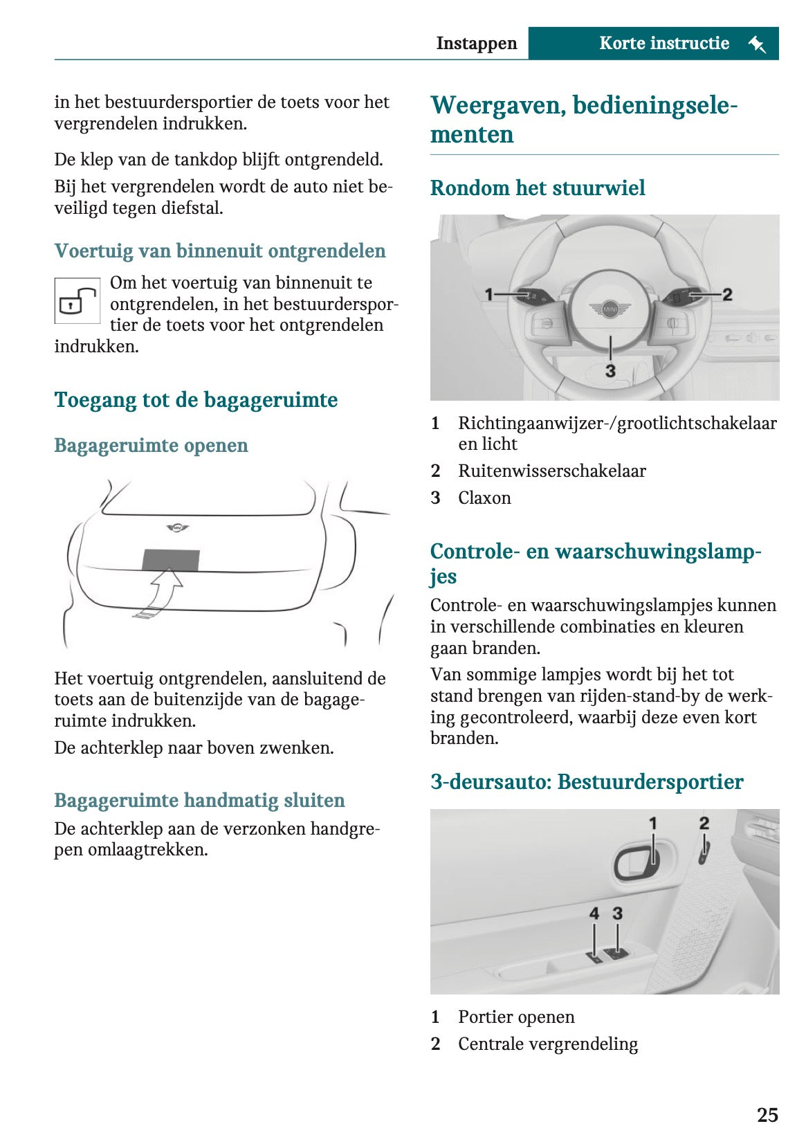 2025-2026 Mini Cooper Owner's Manual | Dutch