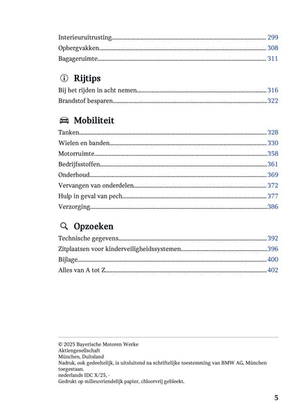 2025-2026 Mini Cooper Owner's Manual | Dutch