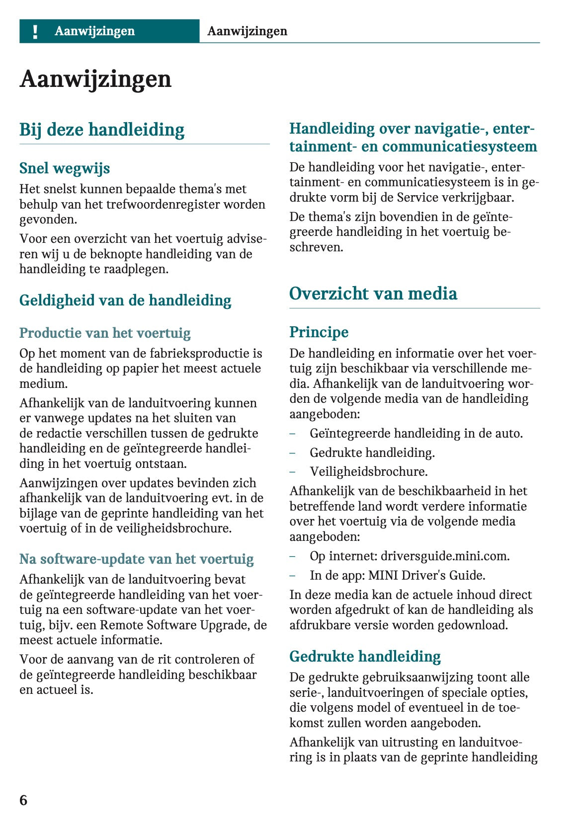 2025-2026 Mini Cooper Owner's Manual | Dutch