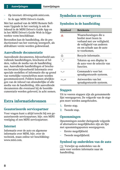 2025-2026 Mini Cooper Owner's Manual | Dutch