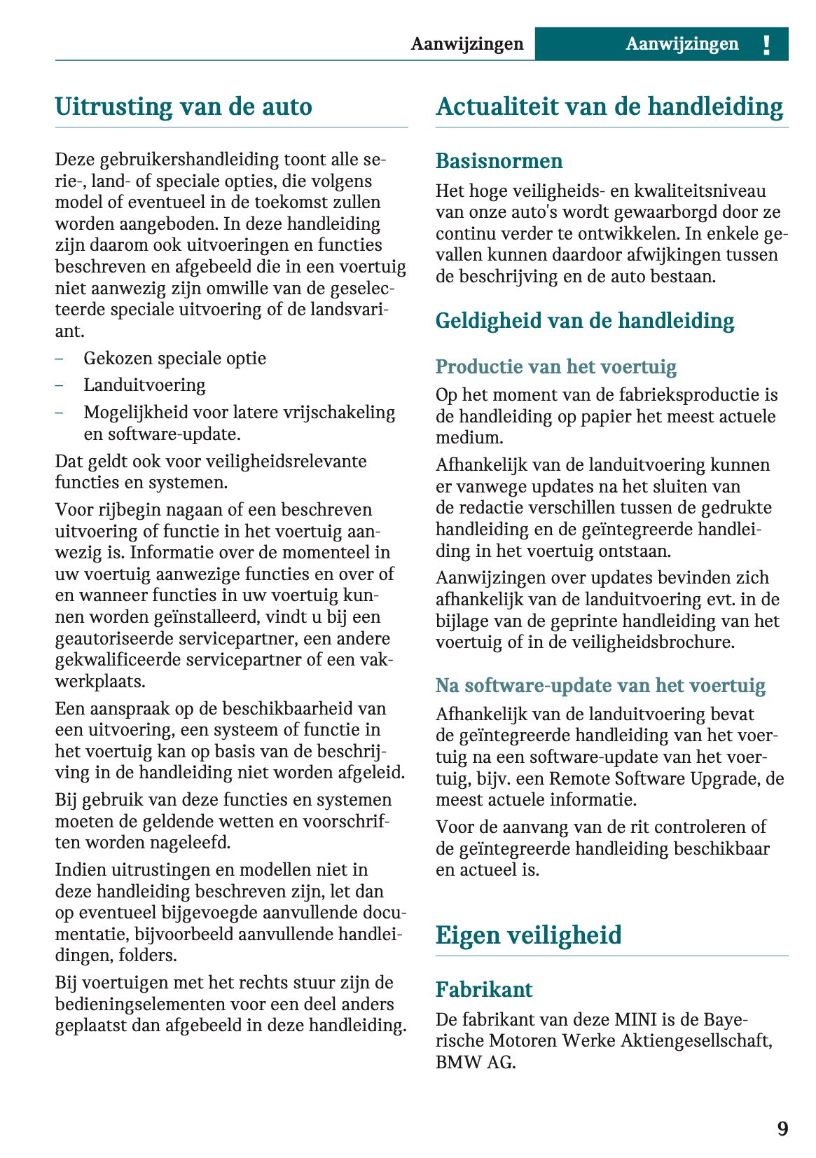 2025-2026 Mini Cooper Owner's Manual | Dutch