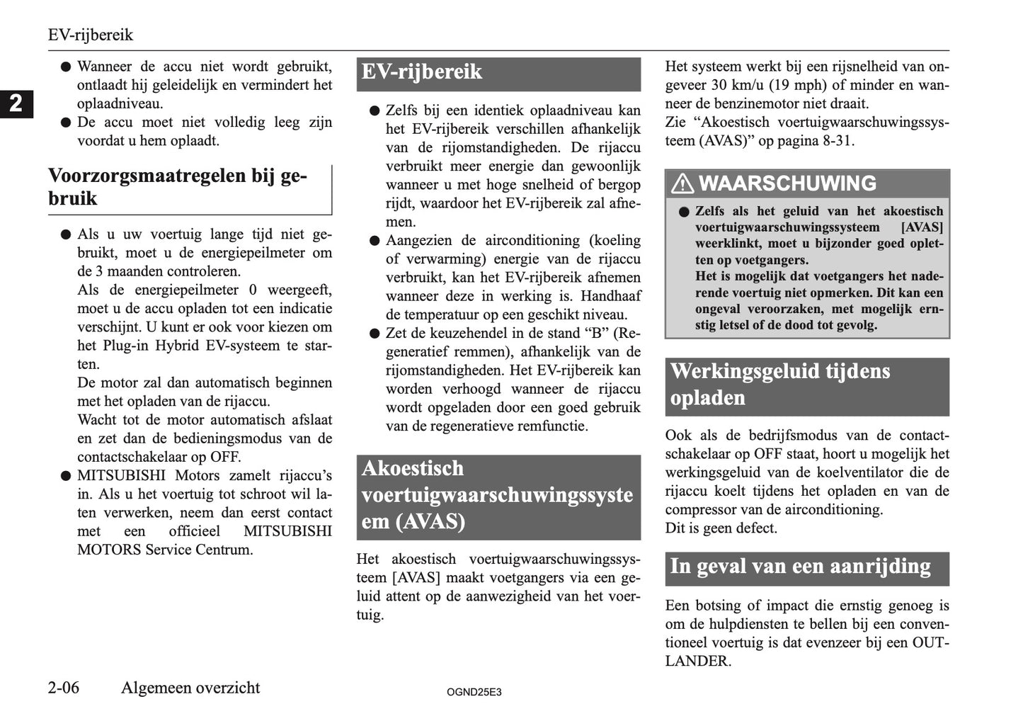 2025 Mitsubishi Outlander PHEV Owner's Manual | Dutch