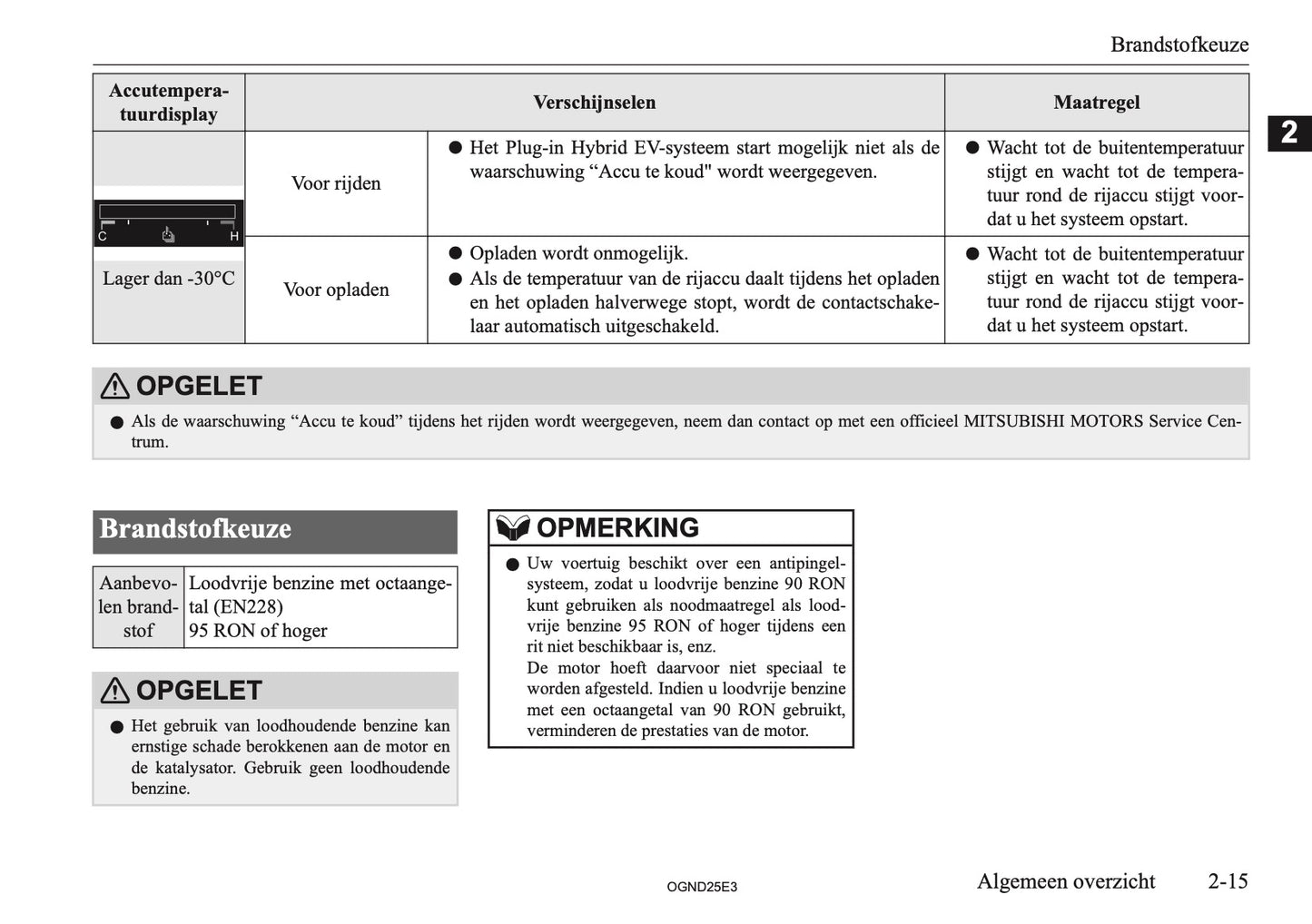 2025 Mitsubishi Outlander PHEV Owner's Manual | Dutch