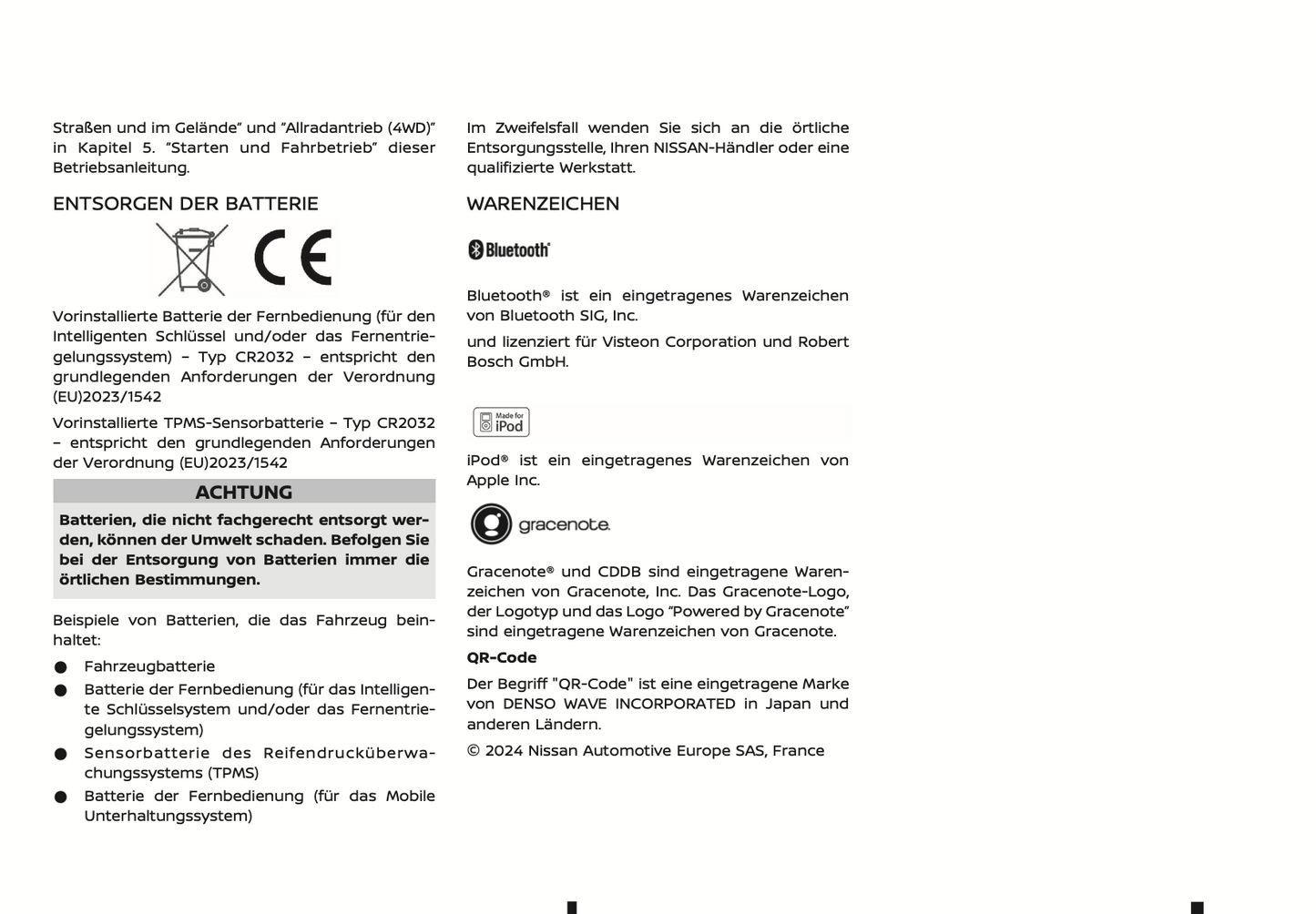 2024 Nissan Qashqai Owner's Manual | German