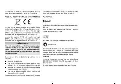 2026 Nissan Qashqai e-Power Owner's Manual | French