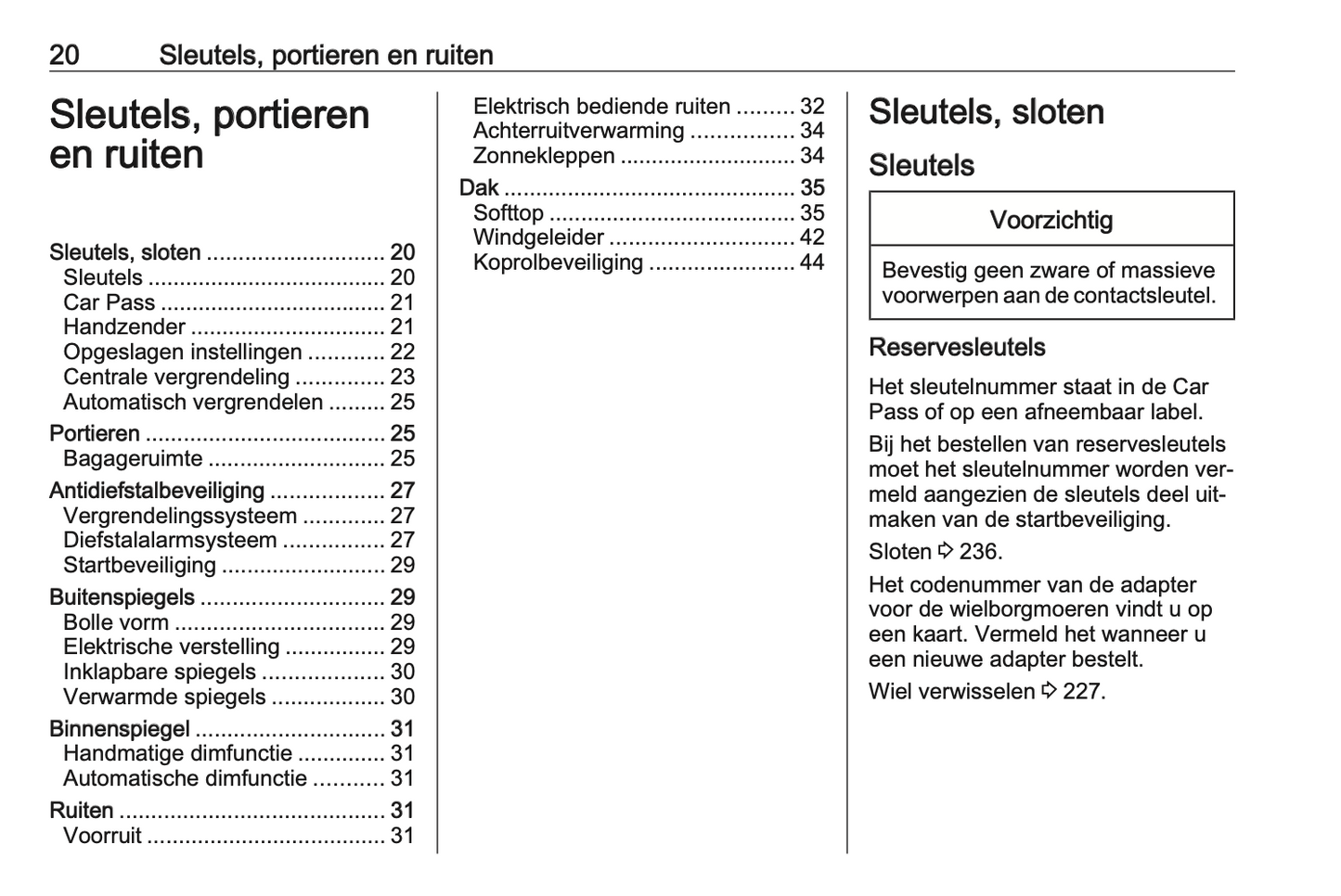 2016 Opel Cascada Owner's Manual | Dutch