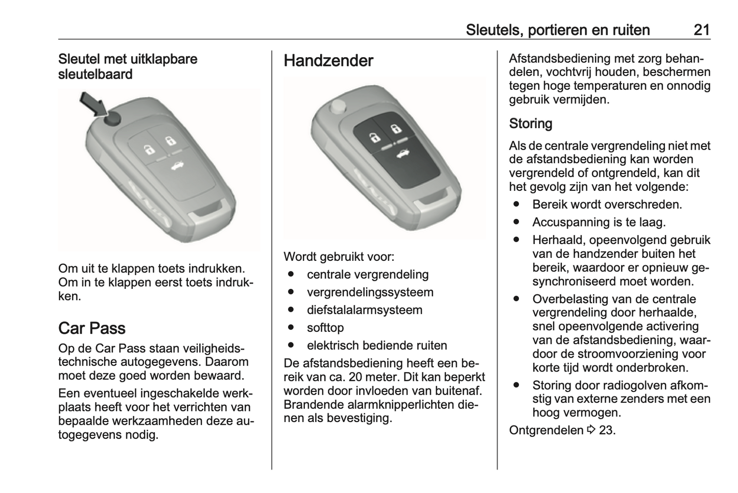 2016 Opel Cascada Owner's Manual | Dutch