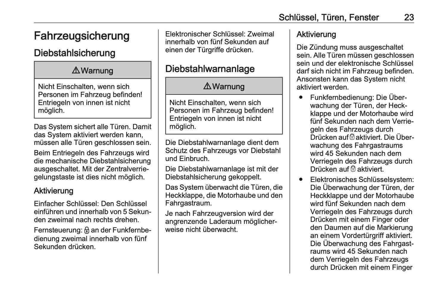 2023-2024 Opel Vivaro Bedienungsanleitung | Deutsch