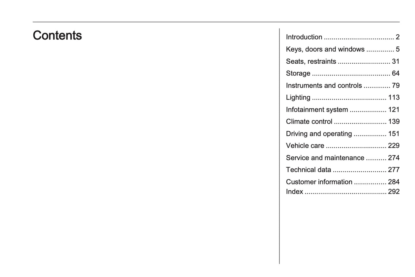 2023-2024 Opel Vivaro Owner's Manual | English