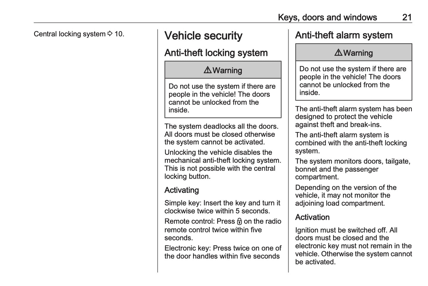 2024-2025 Opel Vivaro Owner's Manual | English