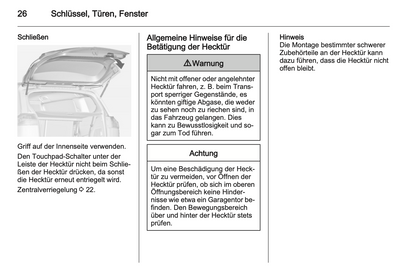 2012 Opel Zafira Tourer Bedienungsanleitung | Deutsch