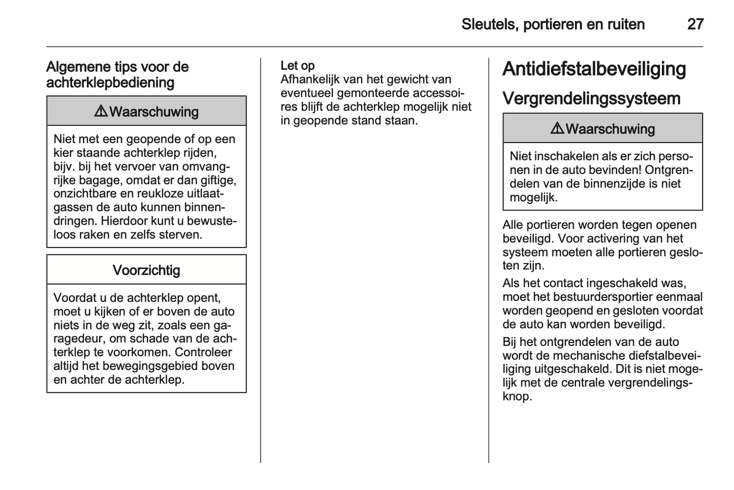 2012 Opel Zafira Tourer Owner's Manual | Dutch