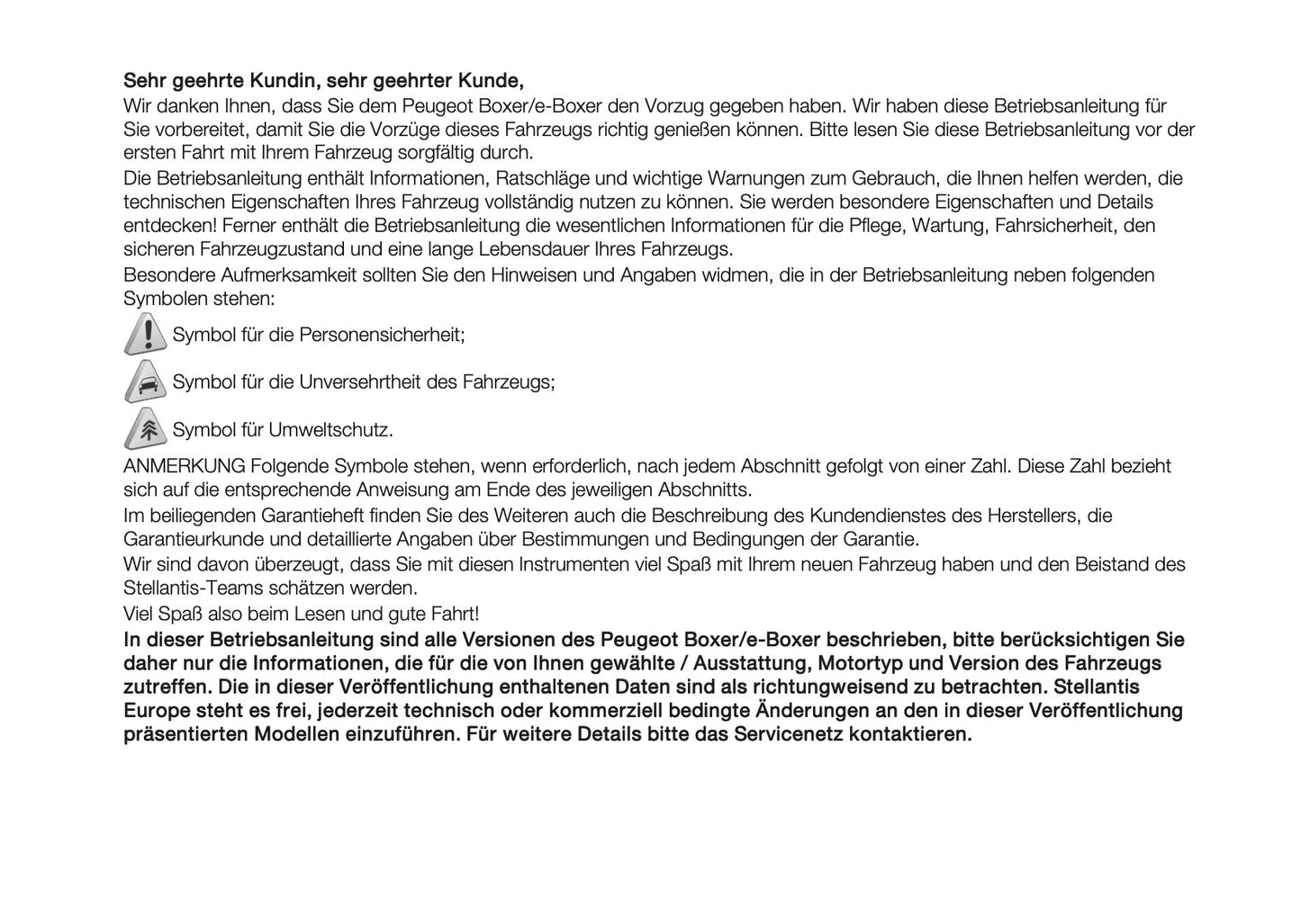 2024-2025 Peugeot Boxer Owner's Manual | German