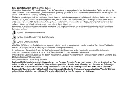 2024-2025 Peugeot Boxer Owner's Manual | German