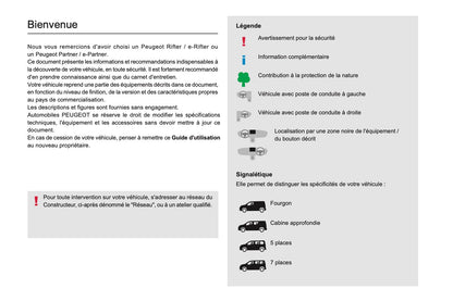 2021-2024 Peugeot Rifter/Partner Owner's Manual | French