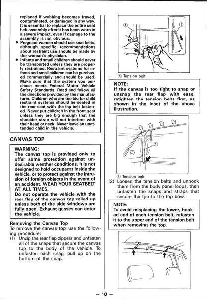 1988 Suzuki Samurai Owner's Manual | English