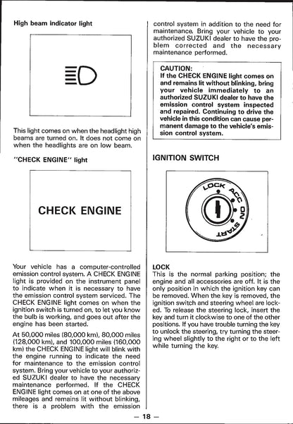 1988 Suzuki Samurai Owner's Manual | English