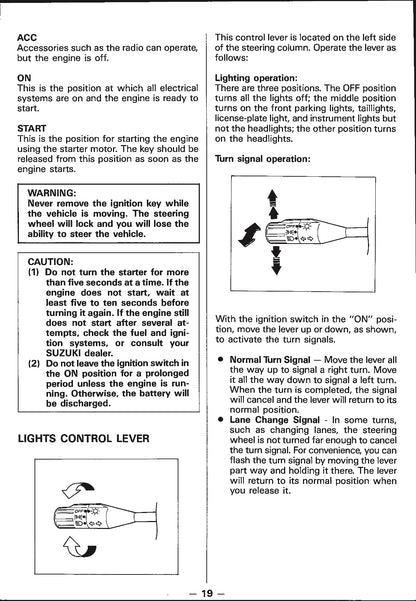 1988 Suzuki Samurai Owner's Manual | English