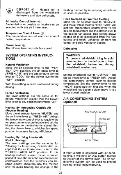 1988 Suzuki Samurai Owner's Manual | English