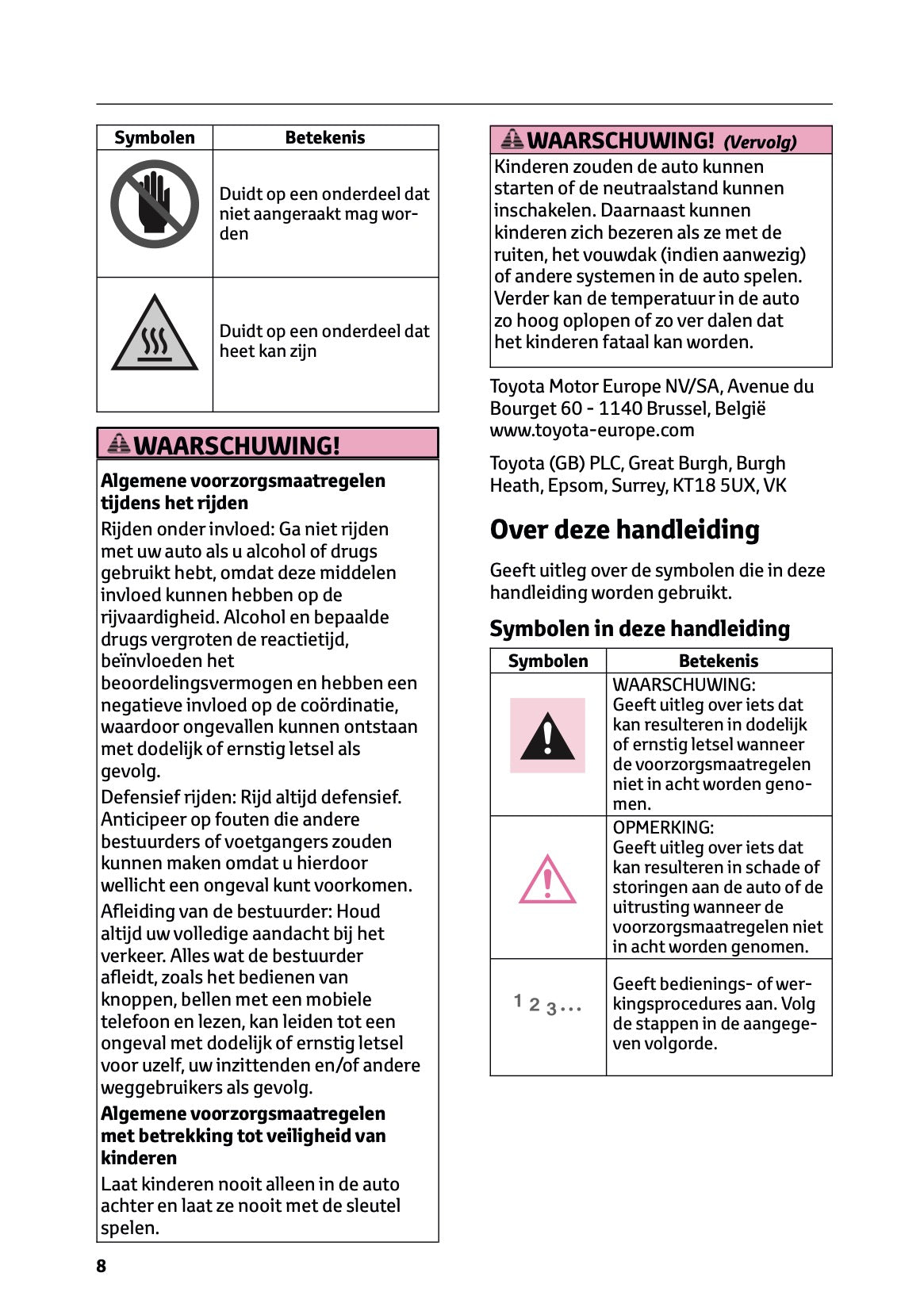 2025-2026 Toyota Aygo X Owner's Manual | Dutch
