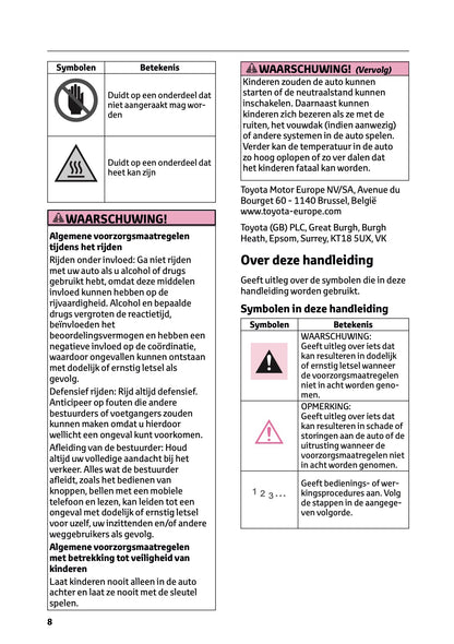 2025-2026 Toyota Aygo X Owner's Manual | Dutch