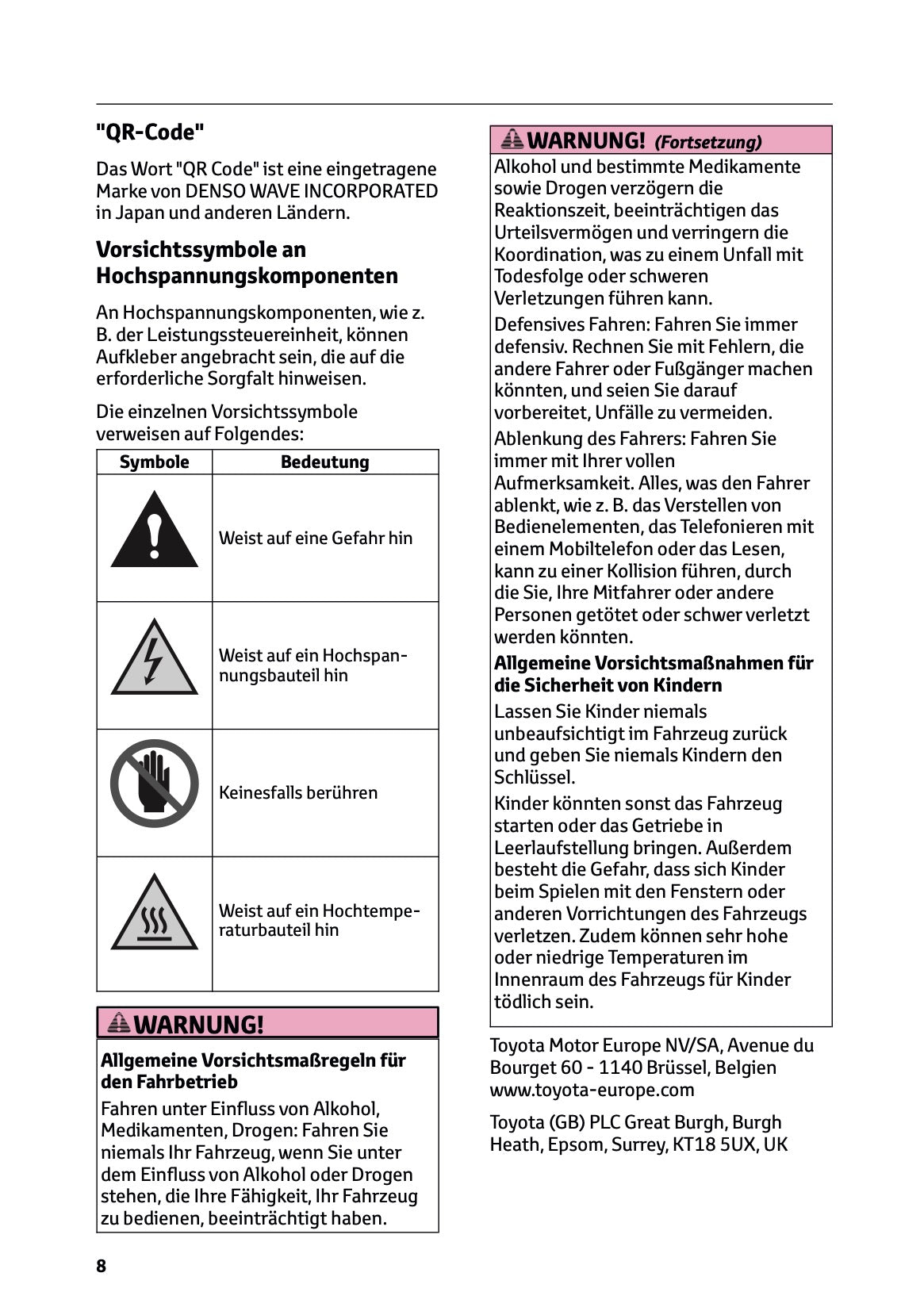 2025-2026 Toyota C-HR Plug-in-Hybrid Bedienungsanleitung | Deutsch