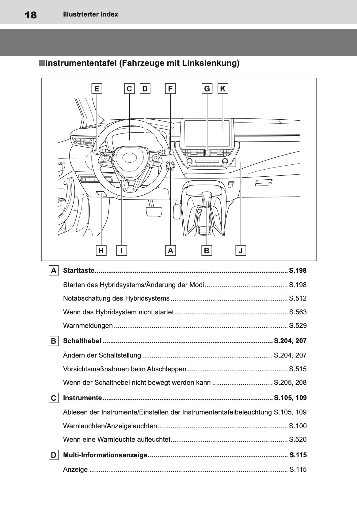 2022-2024 Toyota Corolla Hybrid Hatchback/Touring Sports Bedienungsanleitung | Deutsch