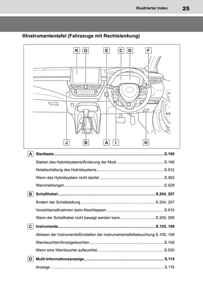 2022-2024 Toyota Corolla Hybrid Hatchback/Touring Sports Bedienungsanleitung | Deutsch