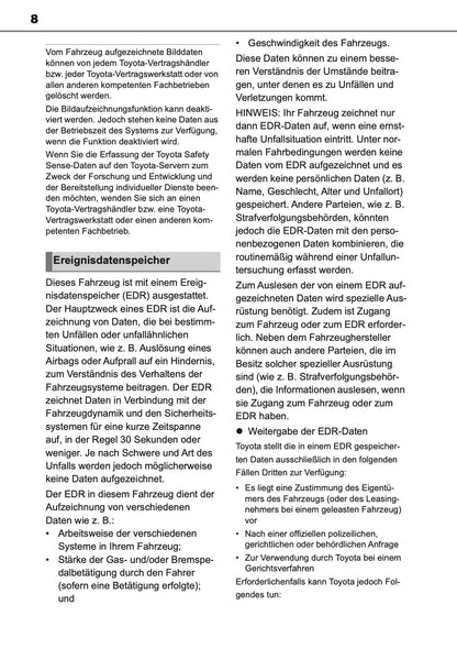 2024-2025 Toyota GR Yaris Bedienungsanleitung | Deutsch