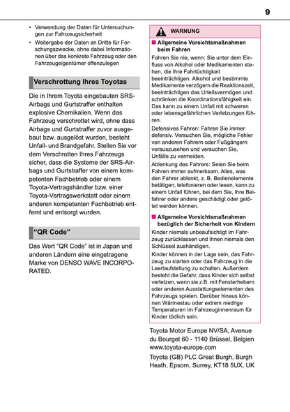 2024-2025 Toyota GR Yaris Bedienungsanleitung | Deutsch
