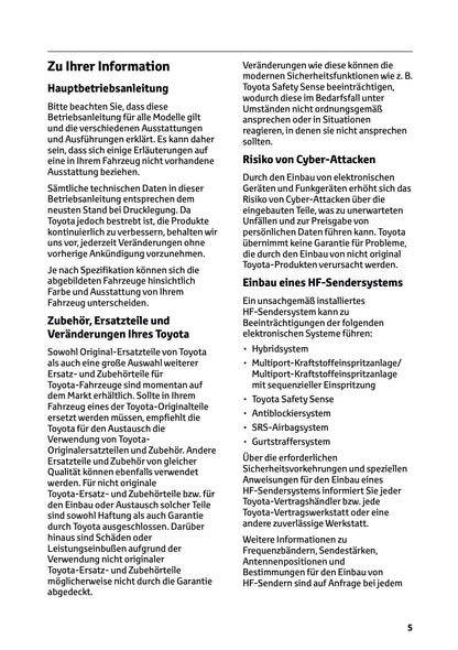 2024-2025 Toyota Highlander Hybrid Bedienungsanleitung | Deutsch