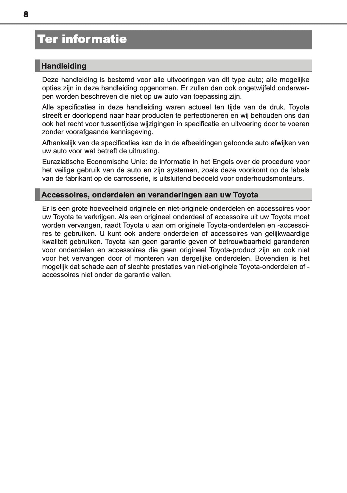2020-2021 Toyota Land Cruiser 150 Owner's Manual | Dutch