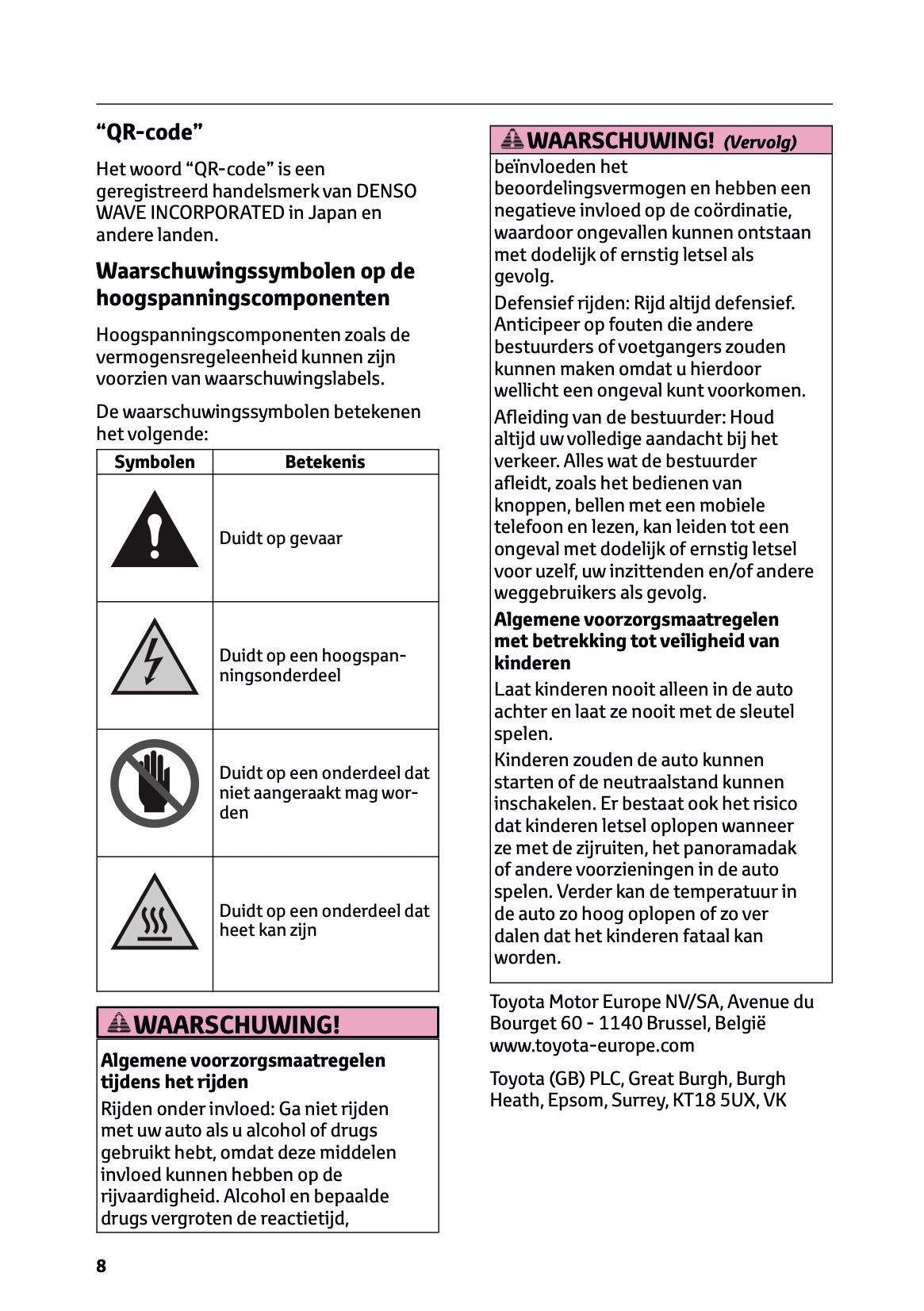 2026 Toyota RAV4 Hybrid Owner's Manual | Dutch