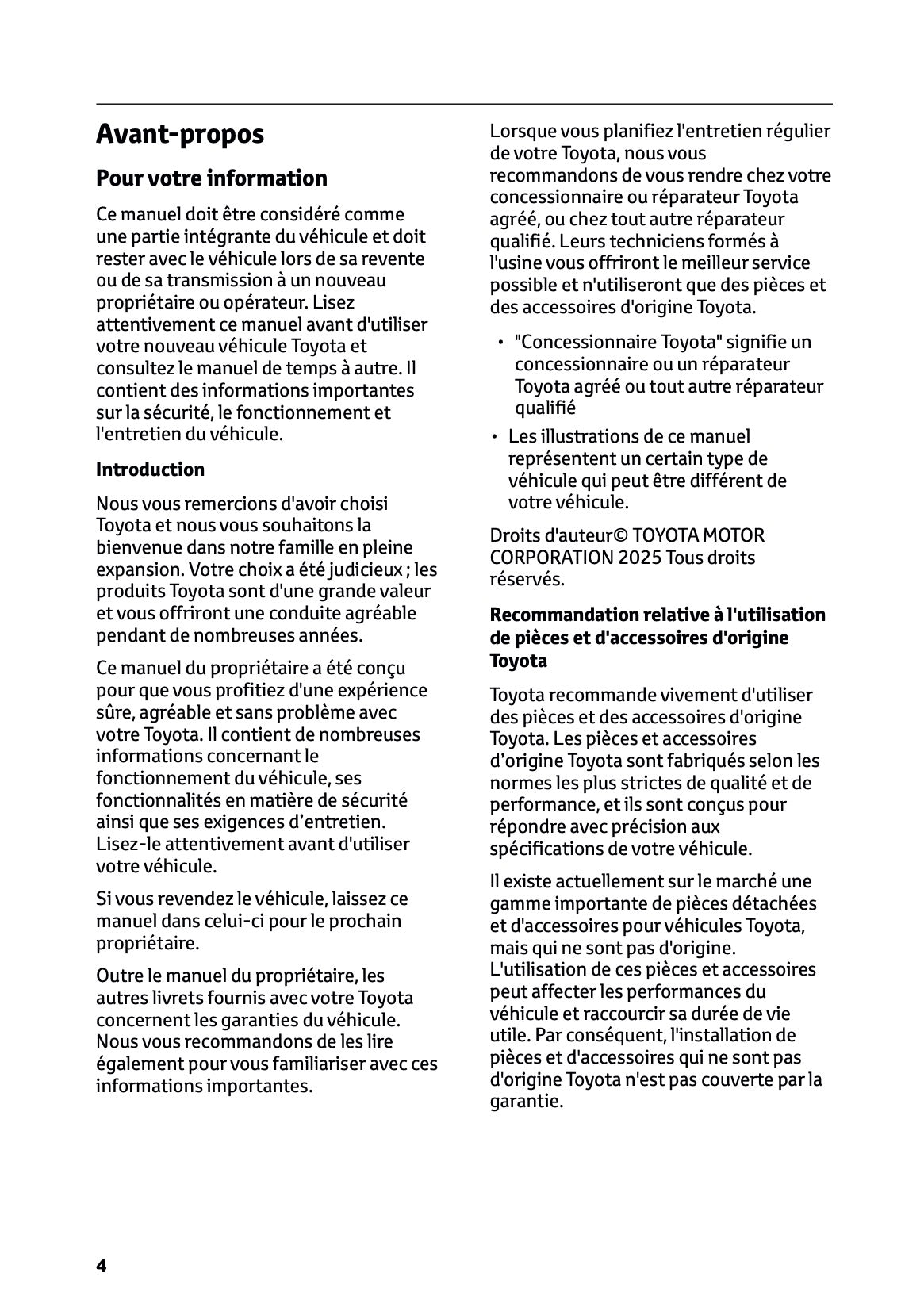 2025-2026 Toyota Urban Cruiser Owner's Manual | French