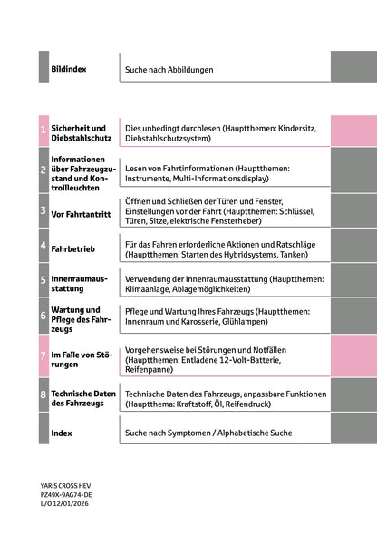 2026 Toyota Yaris Cross Hybrid Bedienungsanleitung | Deutsch