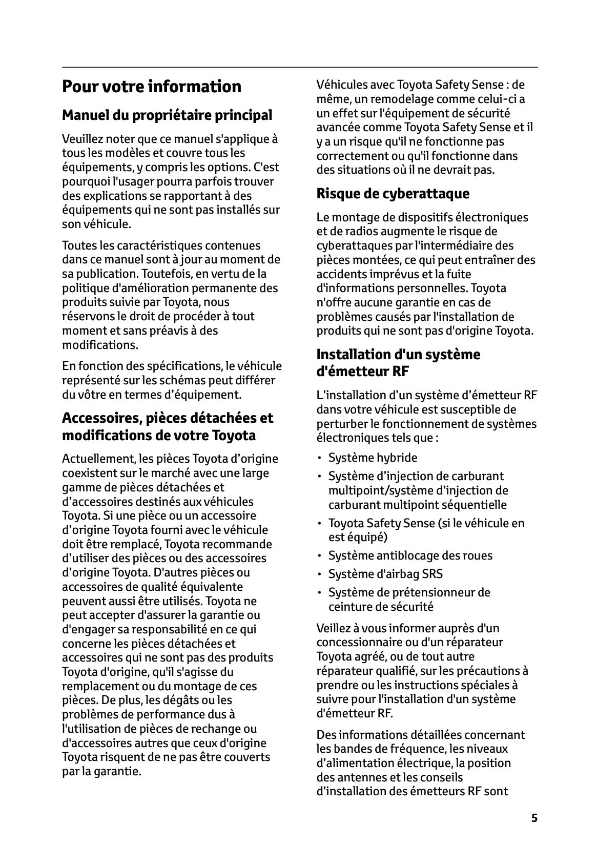 2026 Toyota Yaris Cross Hybrid Owner's Manual | French