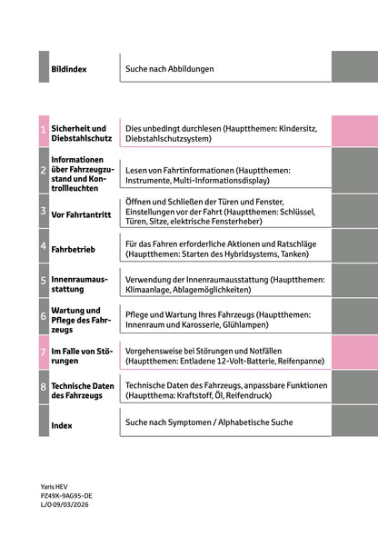 2026 Toyota Yaris Hybrid Owner's Manual | German