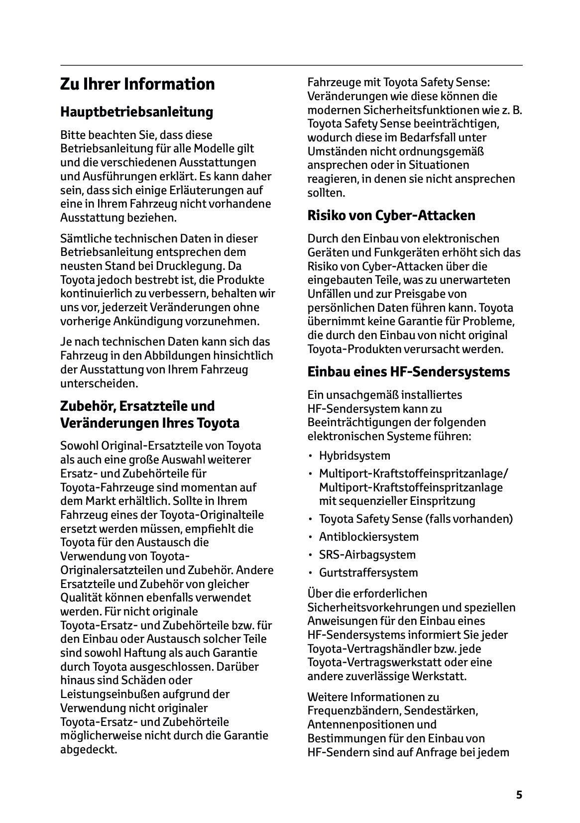 2026 Toyota Yaris Hybrid Owner's Manual | German