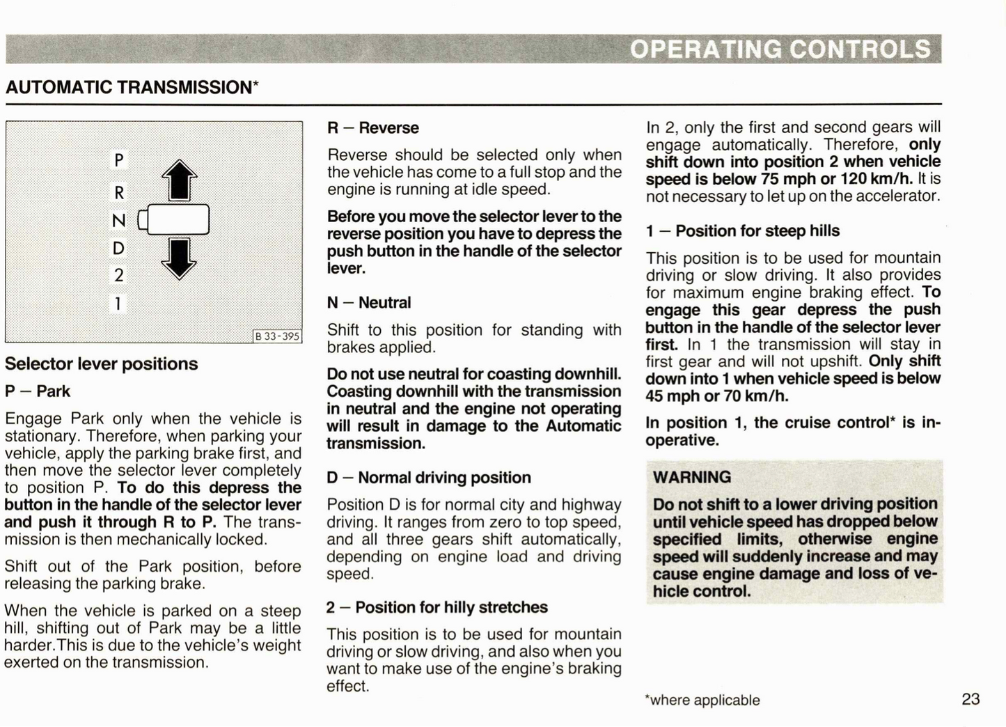 1986 Volkswagen Cabriolet Owner's Manual | English